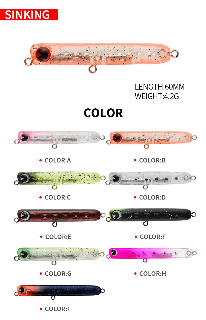 6cm 4.8g Slow Sinking Pencil F - Fishing Lure Jerkbait 评论和价格